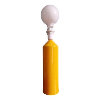 Large Vintage Table Lamp in Yellow Lacquered Metal, 1980s For Sale