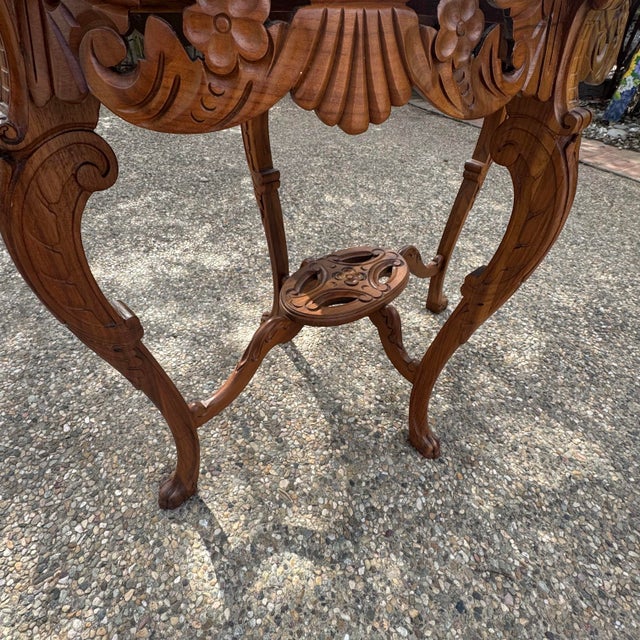 VICTORIAN ERA (late 1800’s) solid walnut pierced carving side table. I had it professionally restored (reglued and...