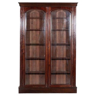 19th Century English Mahogany Arched Glazed Bookcase, 1870s For Sale
