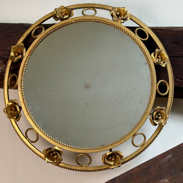 Metal Vintage Italian Round Sunburst Mirror, 1960s For Sale - Image 7 of 9
