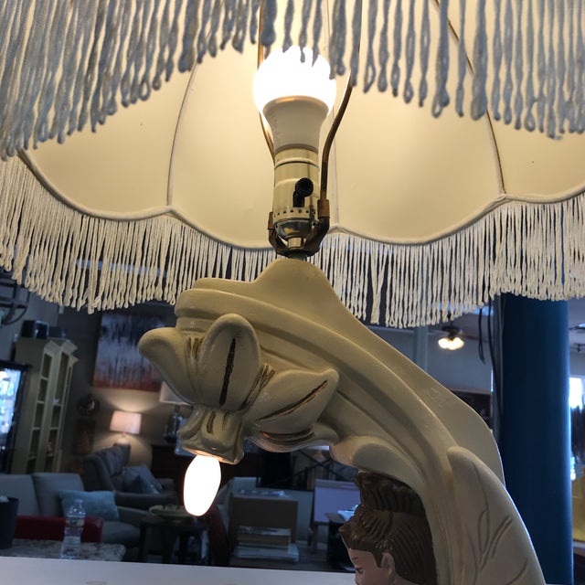 Pair of 1930’s Fairy Chalkware Tv Lamps For Sale - Image 10 of 12