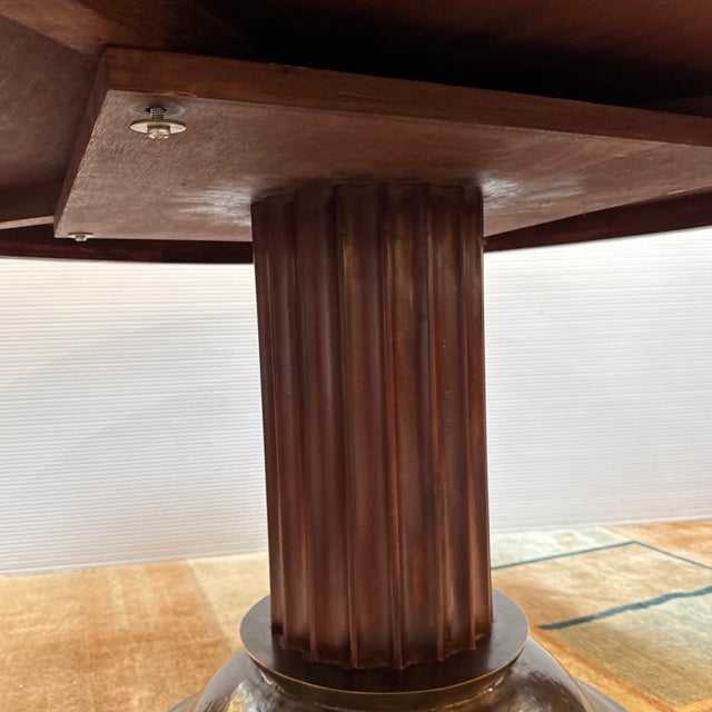 Late 20th Century Art Deco Style Mahogany Pedestal Dining Table, 59 Inches For Sale - Image 5 of 12