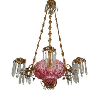 Antique Gilt Bronze and Glass Chandelier, 19th Century For Sale