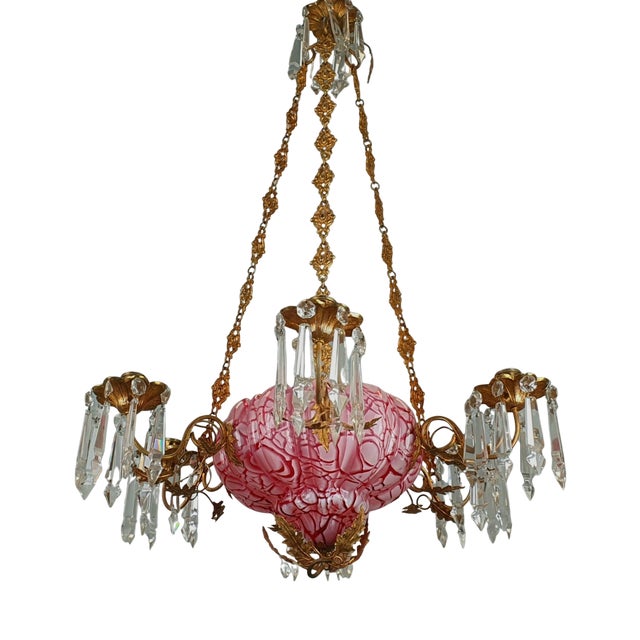 Antique Gilt Bronze and Glass Chandelier, 19th Century For Sale