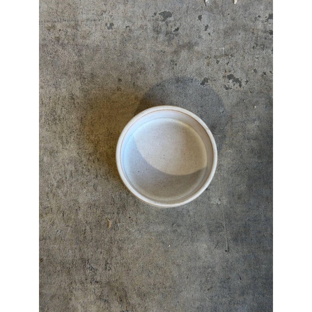 Ceramic Small Bowl White Glaze Brown Textured Drip Band Mid-Century Modern 1970s For Sale - Image 10 of 10