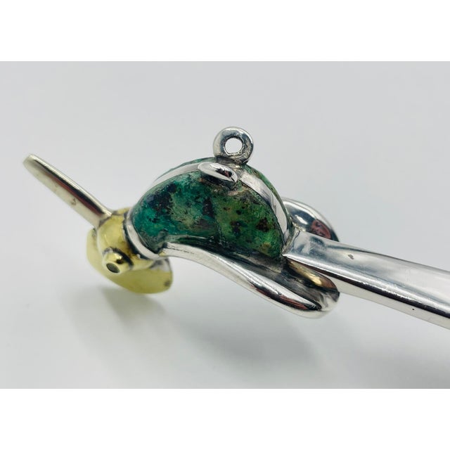 1980s Emilia Castillo for Los Castillo Silver-Plated & Malachite Bird Serving Utensils For Sale - Image 14 of 15