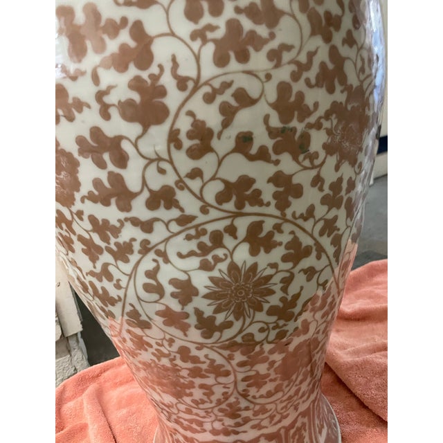 Copper Huge Pair of 42" Chinese Iron-Red Porcelain Floor Vases For Sale - Image 8 of 13