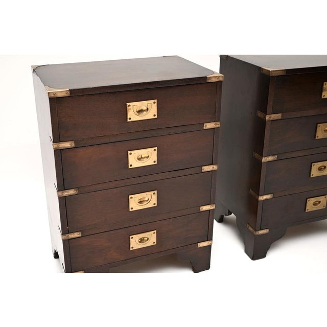 Brown Military Campaign Bedside Chests, 1930, Set of 2 For Sale - Image 8 of 11