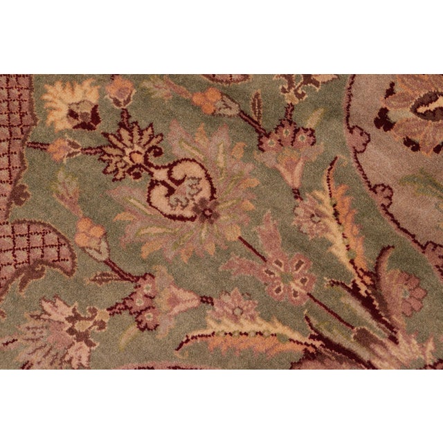 Shabby Chic Shabby Chic Art Nouveau 1990's Pak-Persian Green/Green Wool Rug - 9'1'' X 12'4'' For Sale - Image 3 of 9