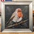 Song Bird: Framed textured English Finch Bird Art Painting On Canvas. Silver Frame. Kanayo Ede Art Atlanta. Framed...