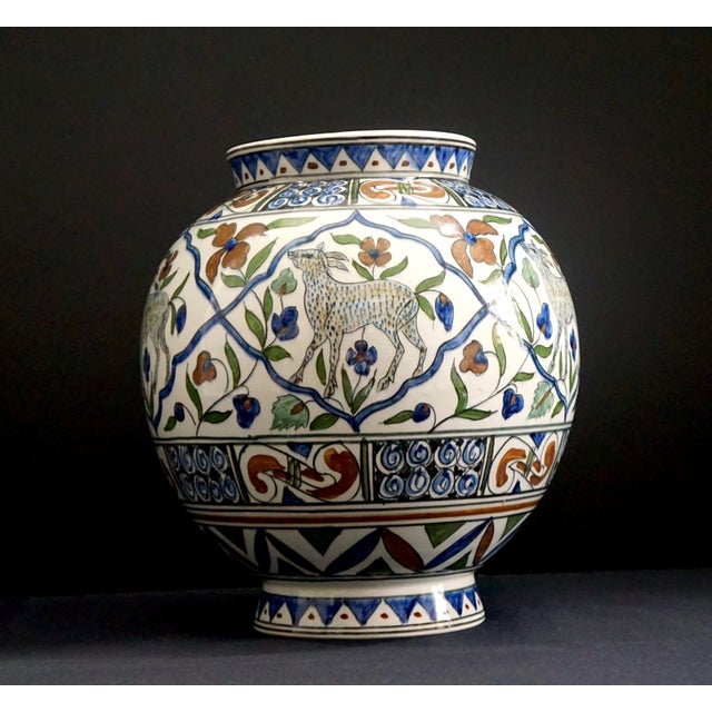 Mid-Century Greek Kerameios Halandri Iznik Styled Pottery Vase For Sale - Image 12 of 13