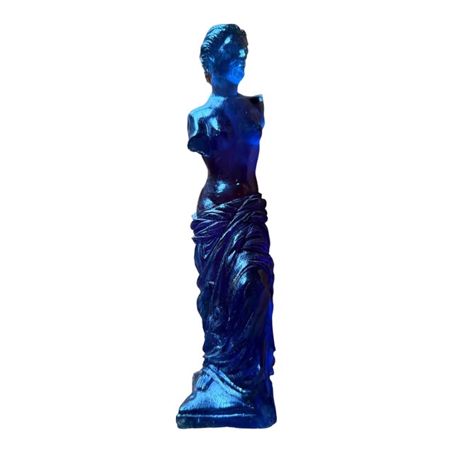 Vintage Resin Acrylic Lucite Venus De Milo Female Cobalt Blue Sculpture For Sale