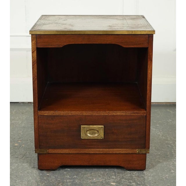 Animal Skin Vintage Military Campaign Nightstands with Brown Leather Top For Sale - Image 7 of 16