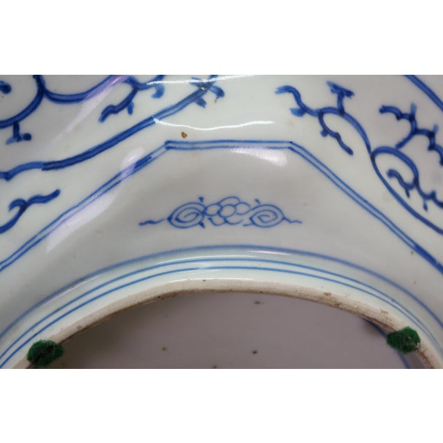 Antique Japanese Blue & White Octagonal Imari Serving Plate Platter For Sale - Image 9 of 14