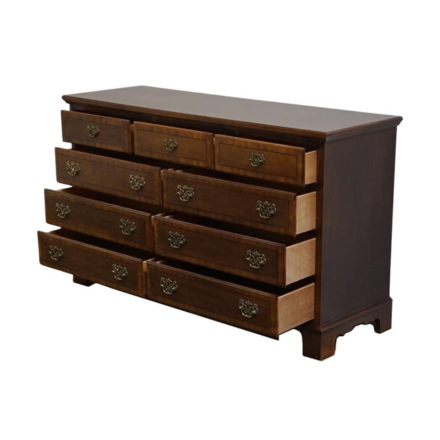 Wood Late 20th Century Stanley Furniture Stoneleigh Mahogany Collection Traditional Style 58" Double Dresser For Sale - Image 7 of 14