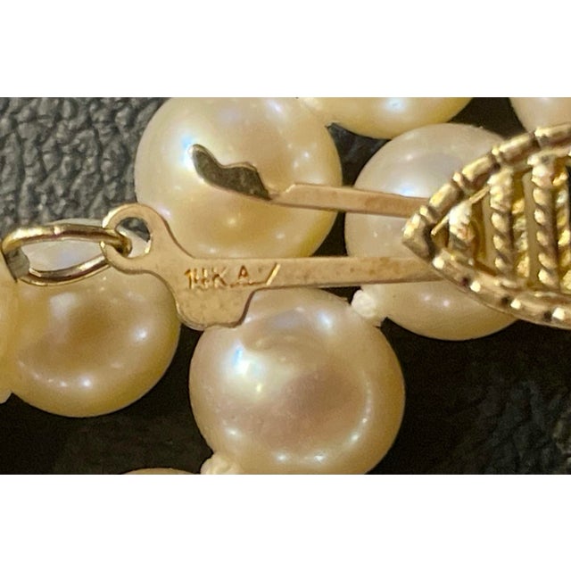 Metal 14k Gold Akoya Pearl Necklace With Pink Undertones For Sale - Image 7 of 7