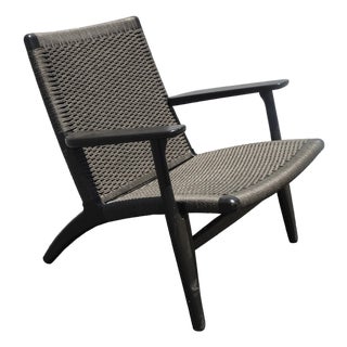 Black & Gray Woven Lounge Chair by Carl Hansen & Son Ch25 Modern For Sale