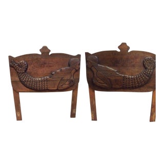 20th Century Nautical Carved Mermaid Twin Beds - a Pair For Sale