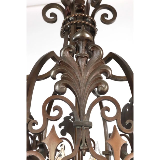 Early 20th Century Early 20th Century Wrought Bronze Spanish Revival Pendant Light For Sale - Image 5 of 12