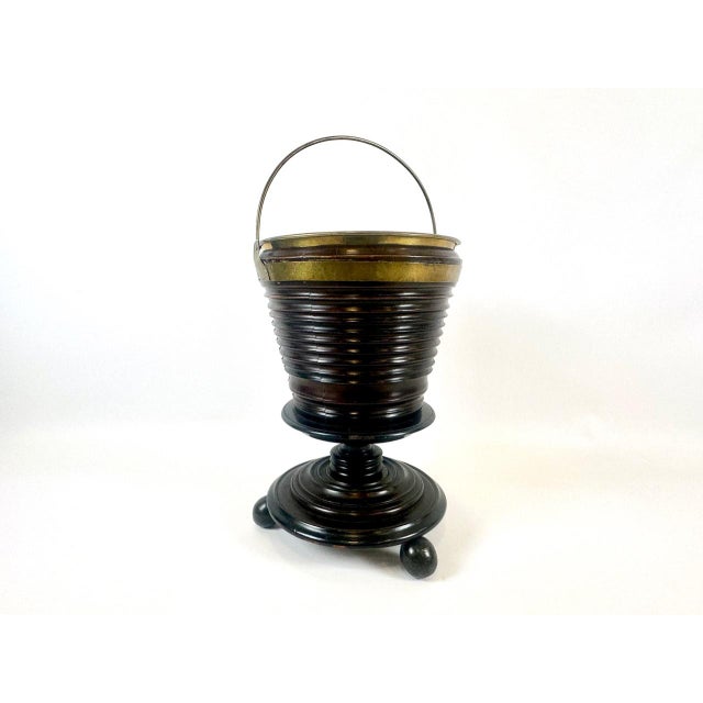 19th Century Regency Mahogany Ebonized Wooden Peat Bucket with Brass Lining For Sale - Image 16 of 17