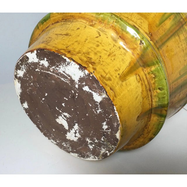 Large Italian Bright Yellow Glazed Earthenware Handled Vessel For Sale In Philadelphia - Image 6 of 10