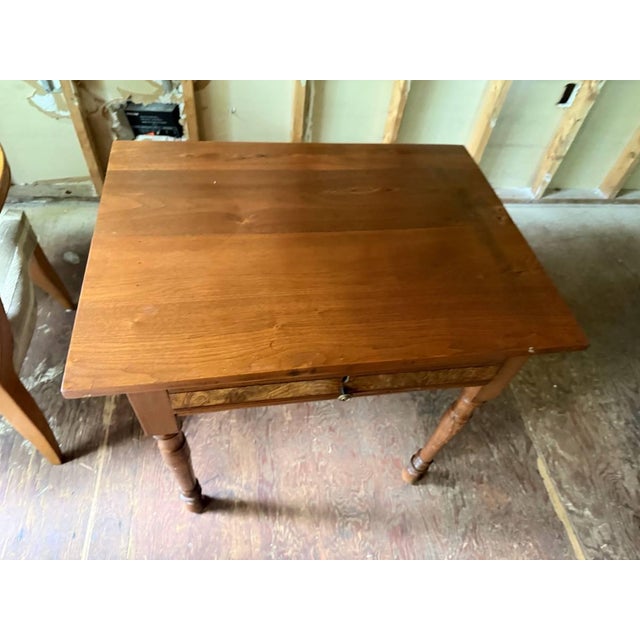 Antique Victorian Style Burled Wood Inlaid Walnut Single Drawer Side Hall Table For Sale In Washington DC - Image 6 of 17