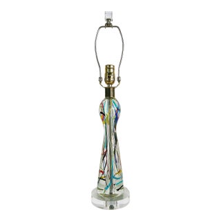 1960s Flavio Poli Blown Murano Glass Lamp With Lucite Base For Sale