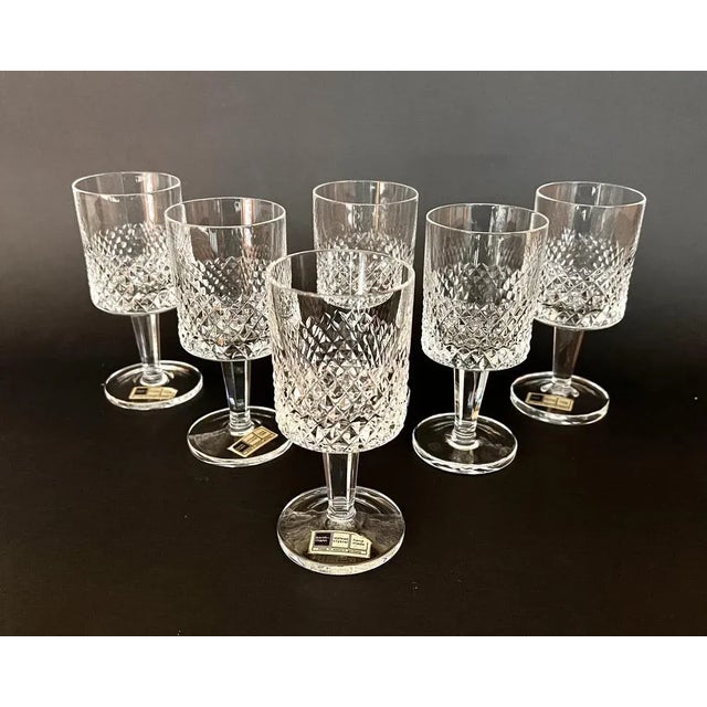 Lead Crystal Wine Glasses with Diamond Pattern from Barthmann, West Germany, 1970s, Set of 6 For Sale - Image 3 of 7