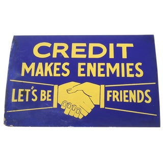 Vintage 40s "Credit" Shop Sign For Sale
