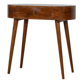 Chestnut-Finish Mango Wood Curved Console Table For Sale