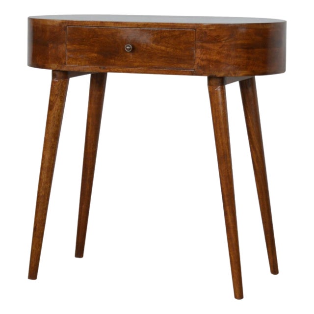 Chestnut-Finish Mango Wood Curved Console Table For Sale