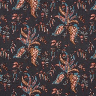 SAMPLE - Schumacher Apolline Botanical Fabric In Rouge & Noir For Sale