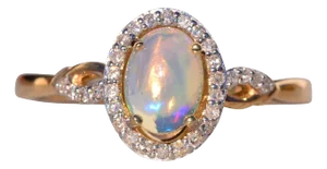 The Subiaco: Crystal Opal and Natural Diamond Ring in Yellow Gold