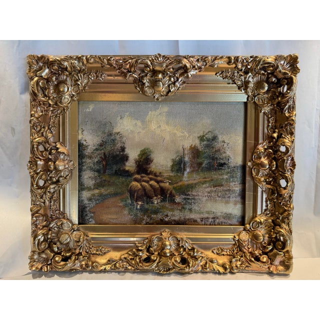 19th Century 19th Century Italian Pastoral Landscape Painting For Sale - Image 5 of 8