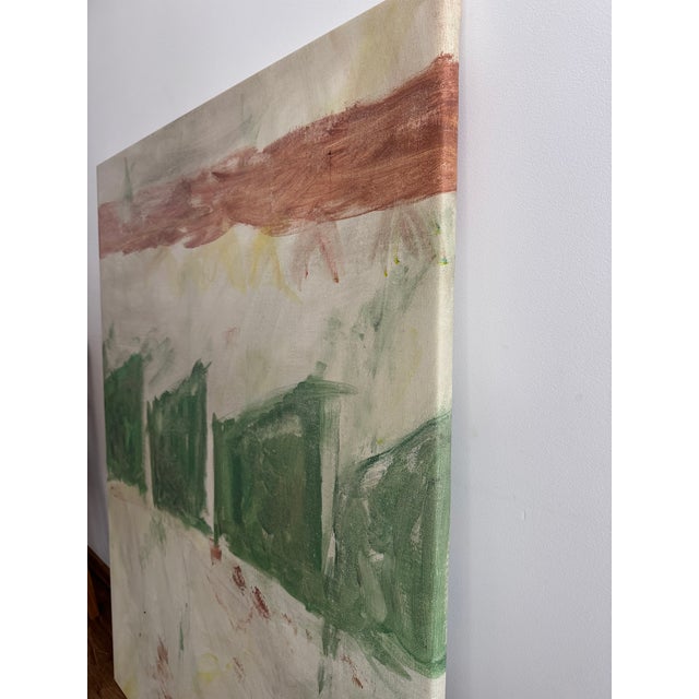 Contemporary Large Abstract Painting Green Beige Art | Original Oil Painting on Canvas | Minimalist Wall Art | Modern Interior Decor | Oversized Neutral Artwork For Sale - Image 3 of 5