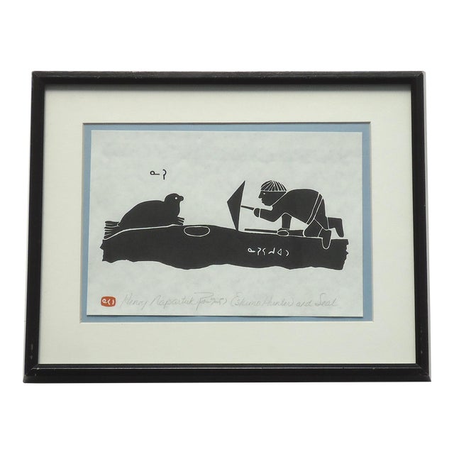 “Eskimo Hunter and Seal" by Henry Napartuk For Sale