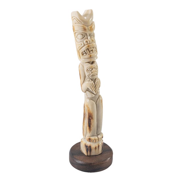 20th Century Native American Alaskan Inuit Indian Deer Antler Totem ...