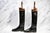 Wood Stately Antique English Black Leather Horse Riding Boots With Wood Trees Equestrian Country Home Decor For Sale - Image 7 of 12