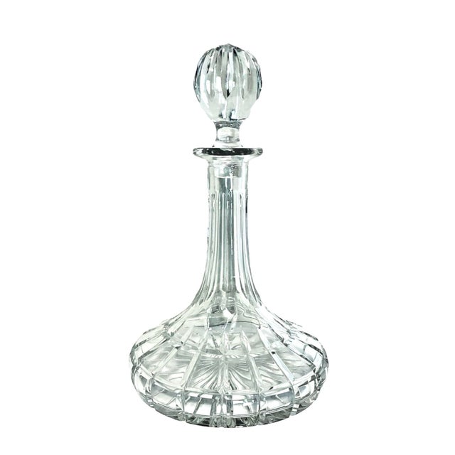 For you to consider is a vintage Polish cut crystal wide base ships decanter by Towle in the Riviera pattern. Dating to...
