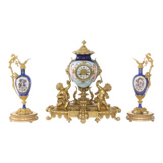 19th Century Porcelain / Gilt Bronze Three Piece Garniture For Sale