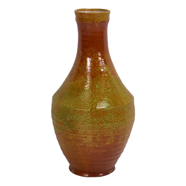 Vintage Orange Decorative Vase, 1950 For Sale