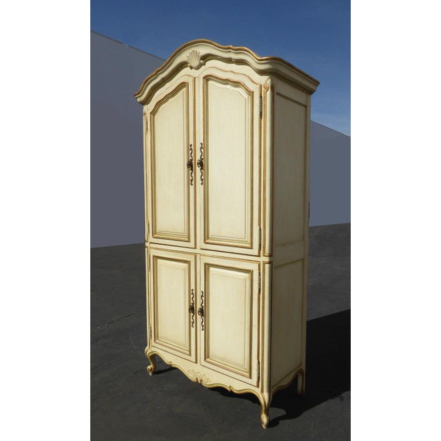 Vintage Drexel French Provincial OffWhite & Gold Armoire Chairish