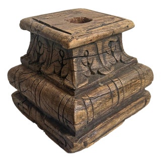 Antique Indian Column Base Candle Stand For Sale
