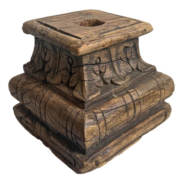 Antique Indian Column Base Candle Stand For Sale