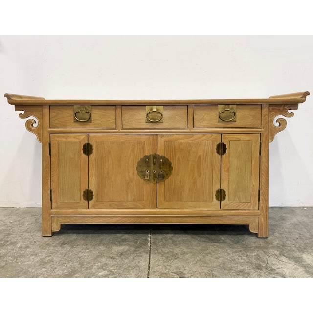 Mid 20th Century Asian Hollywood Regency Cerused Oak Cabinet, Century Furniture For Sale - Image 5 of 11