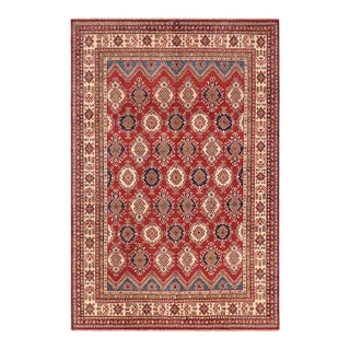 Rustic Super Kazak Red/Beige Wool Rug - 9'0'' X 11'10'' For Sale