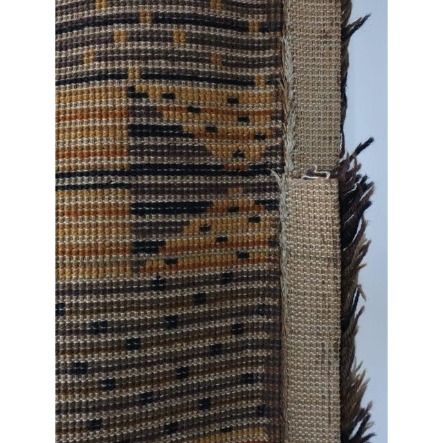 Large Brown Wool Rya Rug, Sweden, 1960s For Sale - Image 6 of 7
