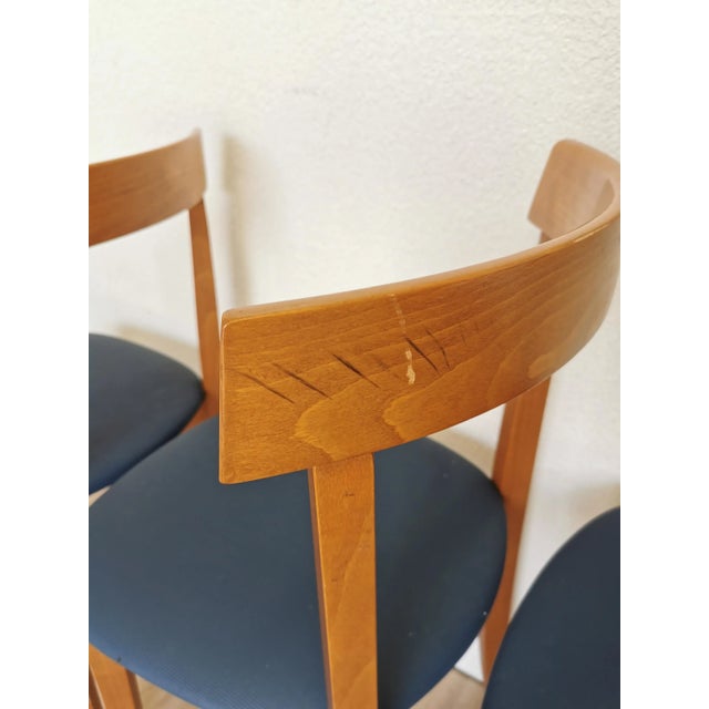 Vintage Italian Dining Chairs with Blue Fabric Seats from Calligaris, 1990s, Set of 4 For Sale - Image 4 of 18