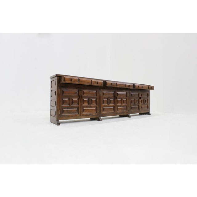 1970s Vintage Spanish Brutalist Credenza, 1970s For Sale - Image 5 of 8