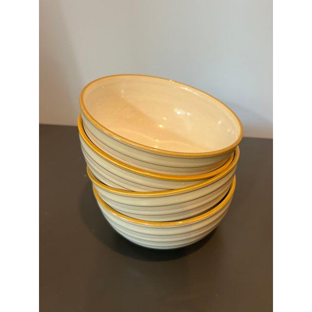 Vintage Mid-Century Modern Dansk Reactic Khaki Soup & Cereal Bowls Ribbed Stoneware - Set of 4 For Sale - Image 12 of 12